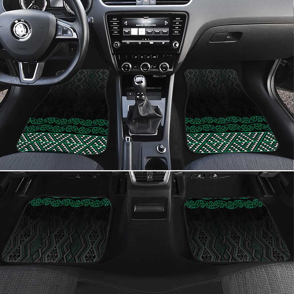 Maori Taniko Patterns Car Mats Pounamu Niho Taniwha Mix Paatiki Motifs LT7 Set 4pcs Green - Polynesian Pride