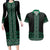 Maori Taniko Patterns Couples Matching Long Sleeve Bodycon Dress and Hawaiian Shirt Pounamu Niho Taniwha Mix Paatiki Motifs