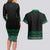 Maori Taniko Patterns Couples Matching Long Sleeve Bodycon Dress and Hawaiian Shirt Pounamu Niho Taniwha Mix Paatiki Motifs