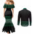 Maori Taniko Patterns Couples Matching Mermaid Dress and Long Sleeve Button Shirt Pounamu Niho Taniwha Mix Paatiki Motifs