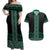 Maori Taniko Patterns Couples Matching Off Shoulder Maxi Dress and Hawaiian Shirt Pounamu Niho Taniwha Mix Paatiki Motifs