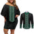 Maori Taniko Patterns Couples Matching Off Shoulder Short Dress and Long Sleeve Button Shirt Pounamu Niho Taniwha Mix Paatiki Motifs