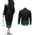 Maori Taniko Patterns Couples Matching Off The Shoulder Long Sleeve Dress and Long Sleeve Button Shirt Pounamu Niho Taniwha Mix Paatiki Motifs