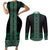 Maori Taniko Patterns Couples Matching Short Sleeve Bodycon Dress and Long Sleeve Button Shirt Pounamu Niho Taniwha Mix Paatiki Motifs