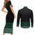 Maori Taniko Patterns Couples Matching Short Sleeve Bodycon Dress and Long Sleeve Button Shirt Pounamu Niho Taniwha Mix Paatiki Motifs