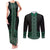 Maori Taniko Patterns Couples Matching Tank Maxi Dress and Long Sleeve Button Shirt Pounamu Niho Taniwha Mix Paatiki Motifs