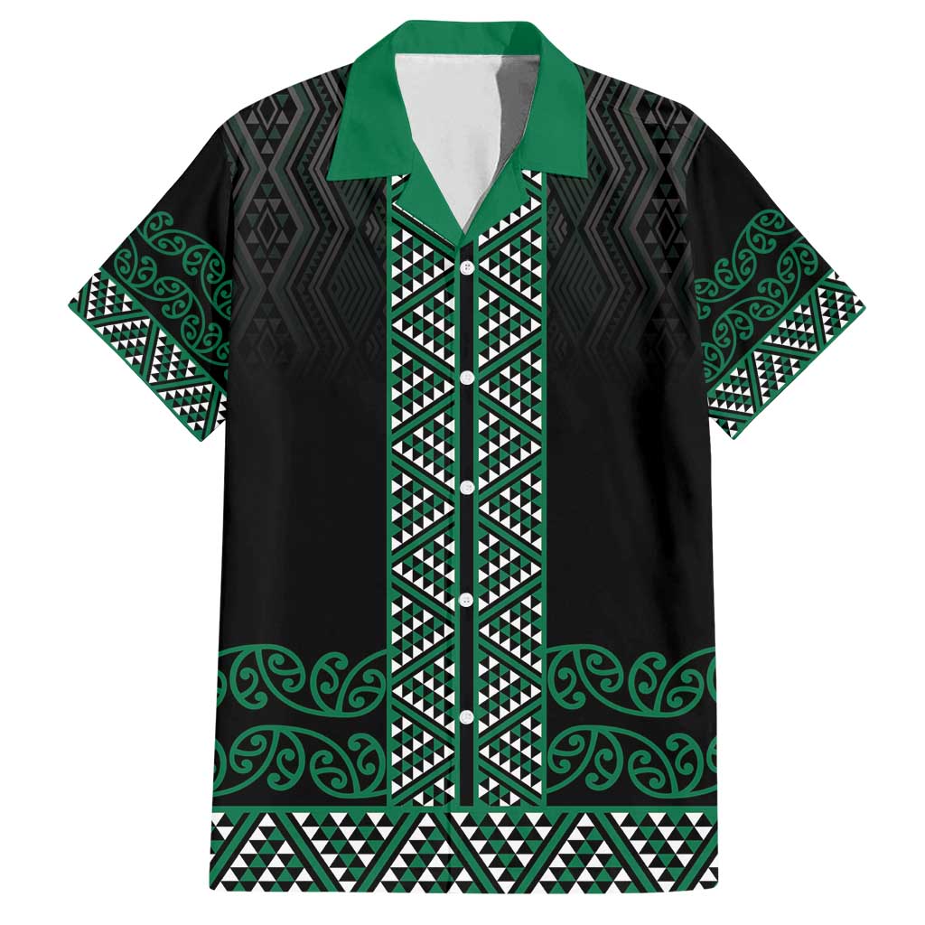 Maori Taniko Patterns Family Matching Long Sleeve Bodycon Dress and Hawaiian Shirt Pounamu Niho Taniwha Mix Paatiki Motifs LT7 Dad's Shirt - Short Sleeve Green - Polynesian Pride