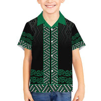 Maori Taniko Patterns Family Matching Short Sleeve Bodycon Dress and Hawaiian Shirt Pounamu Niho Taniwha Mix Paatiki Motifs