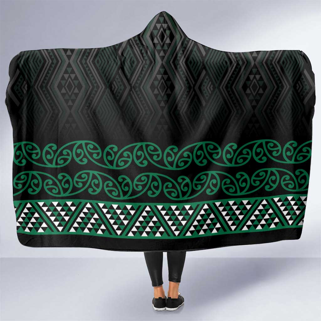 Maori Taniko Patterns Hooded Blanket Pounamu Niho Taniwha Mix Paatiki Motifs LT7 One Size Green - Polynesian Pride