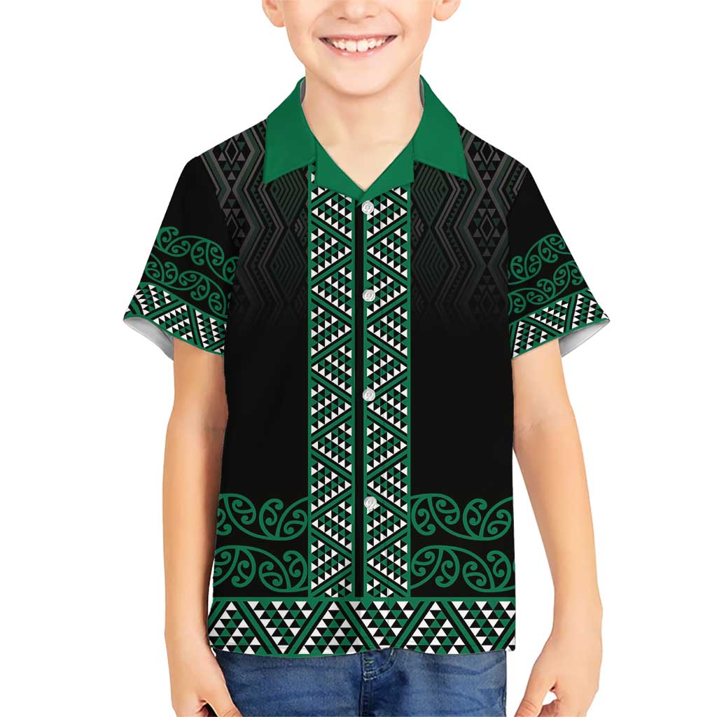 Maori Taniko Patterns Kid Hawaiian Shirt Pounamu Niho Taniwha Mix Paatiki Motifs