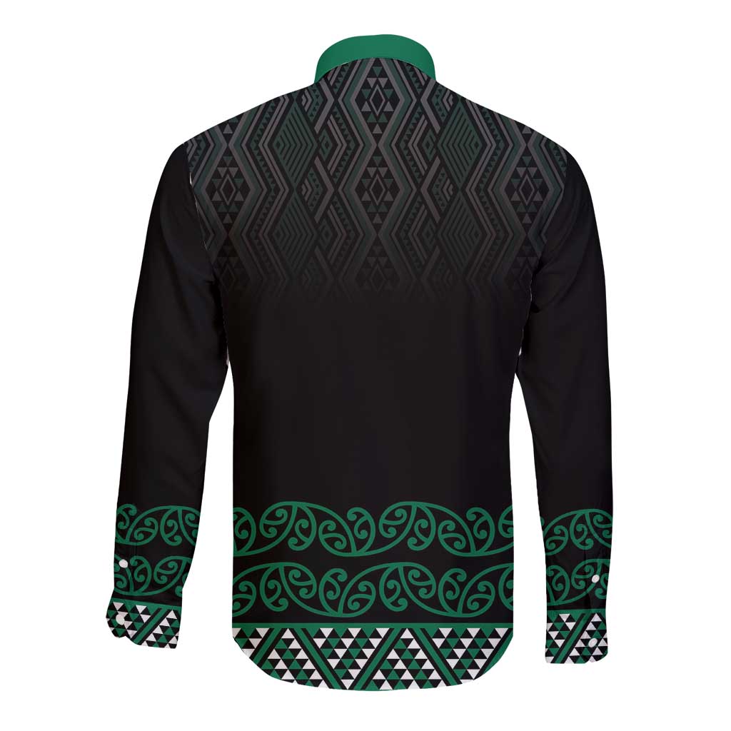 Maori Taniko Patterns Long Sleeve Button Shirt Pounamu Niho Taniwha Mix Paatiki Motifs LT7 - Polynesian Pride