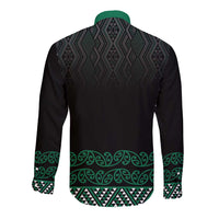 Maori Taniko Patterns Long Sleeve Button Shirt Pounamu Niho Taniwha Mix Paatiki Motifs LT7 - Polynesian Pride