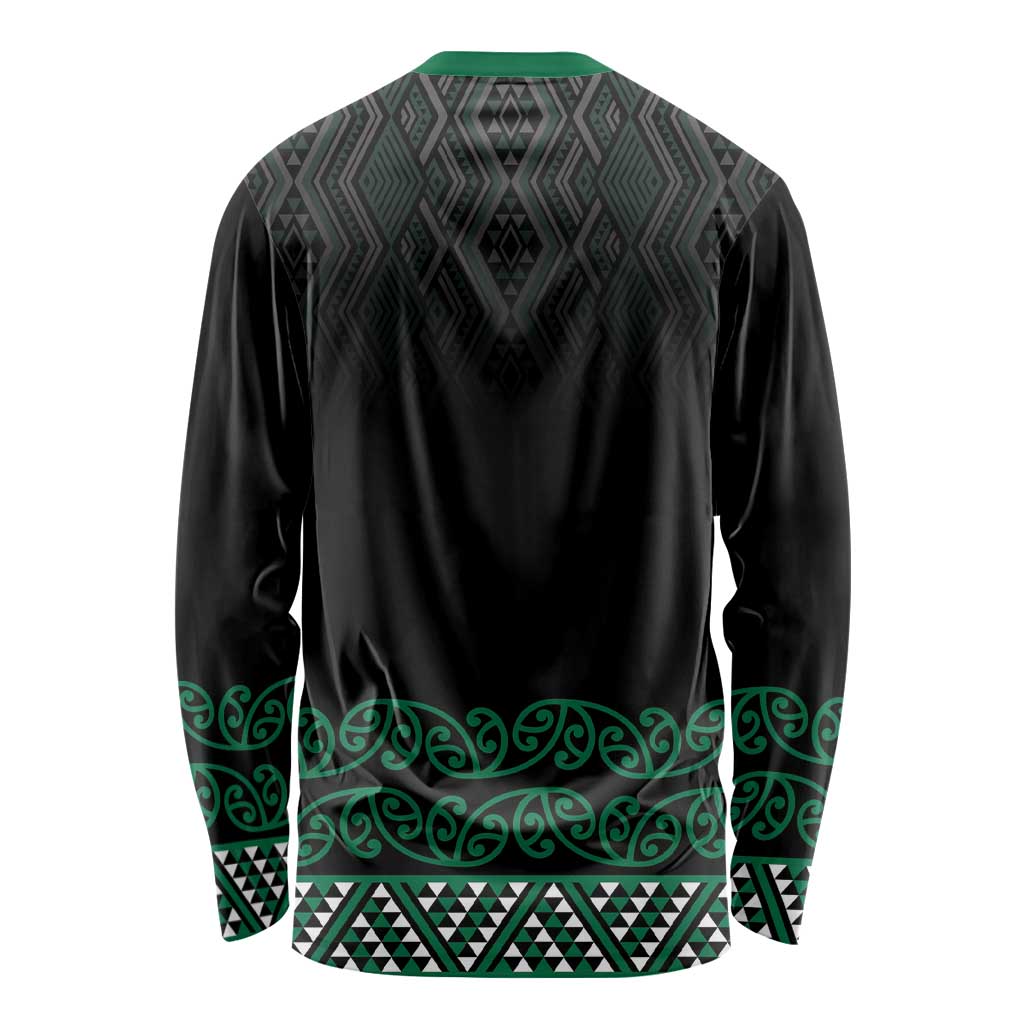 Maori Taniko Patterns Long Sleeve Shirt Pounamu Niho Taniwha Mix Paatiki Motifs LT7 - Polynesian Pride