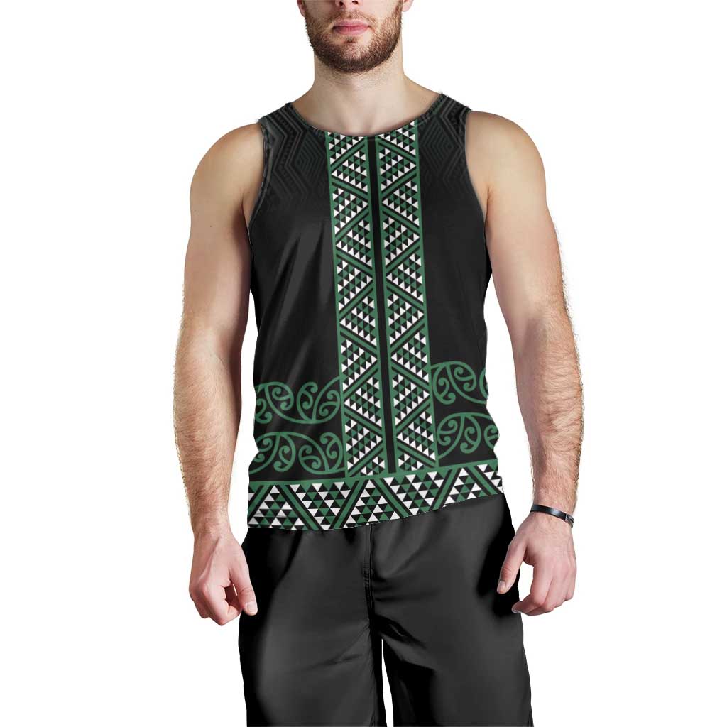 Maori Taniko Patterns Men Tank Top Pounamu Niho Taniwha Mix Paatiki Motifs LT7 - Polynesian Pride