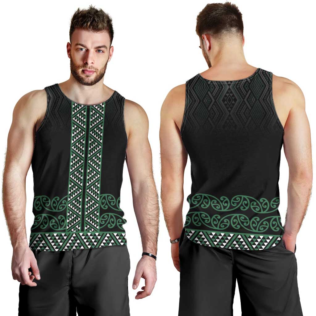 Maori Taniko Patterns Men Tank Top Pounamu Niho Taniwha Mix Paatiki Motifs LT7 - Polynesian Pride