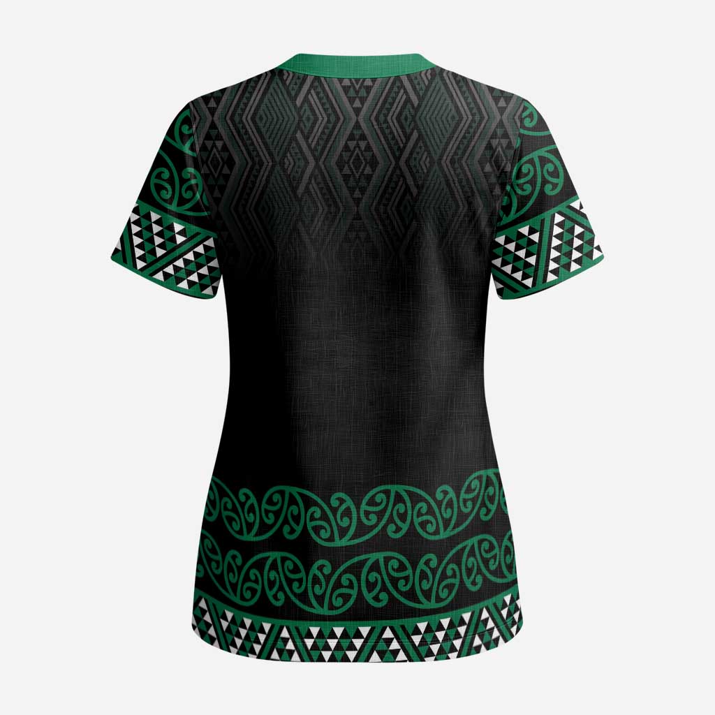 Maori Taniko Patterns Scrub Top Pounamu Niho Taniwha Mix Paatiki Motifs LT7 - Polynesian Pride