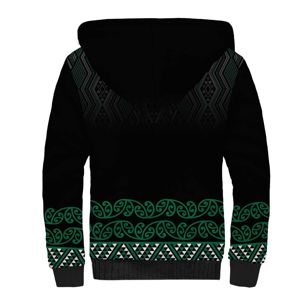 Maori Taniko Patterns Sherpa Hoodie Pounamu Niho Taniwha Mix Paatiki Motifs LT7 - Polynesian Pride