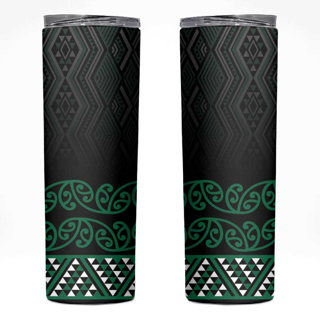 Maori Taniko Patterns Skinny Tumbler Pounamu Niho Taniwha Mix Paatiki Motifs