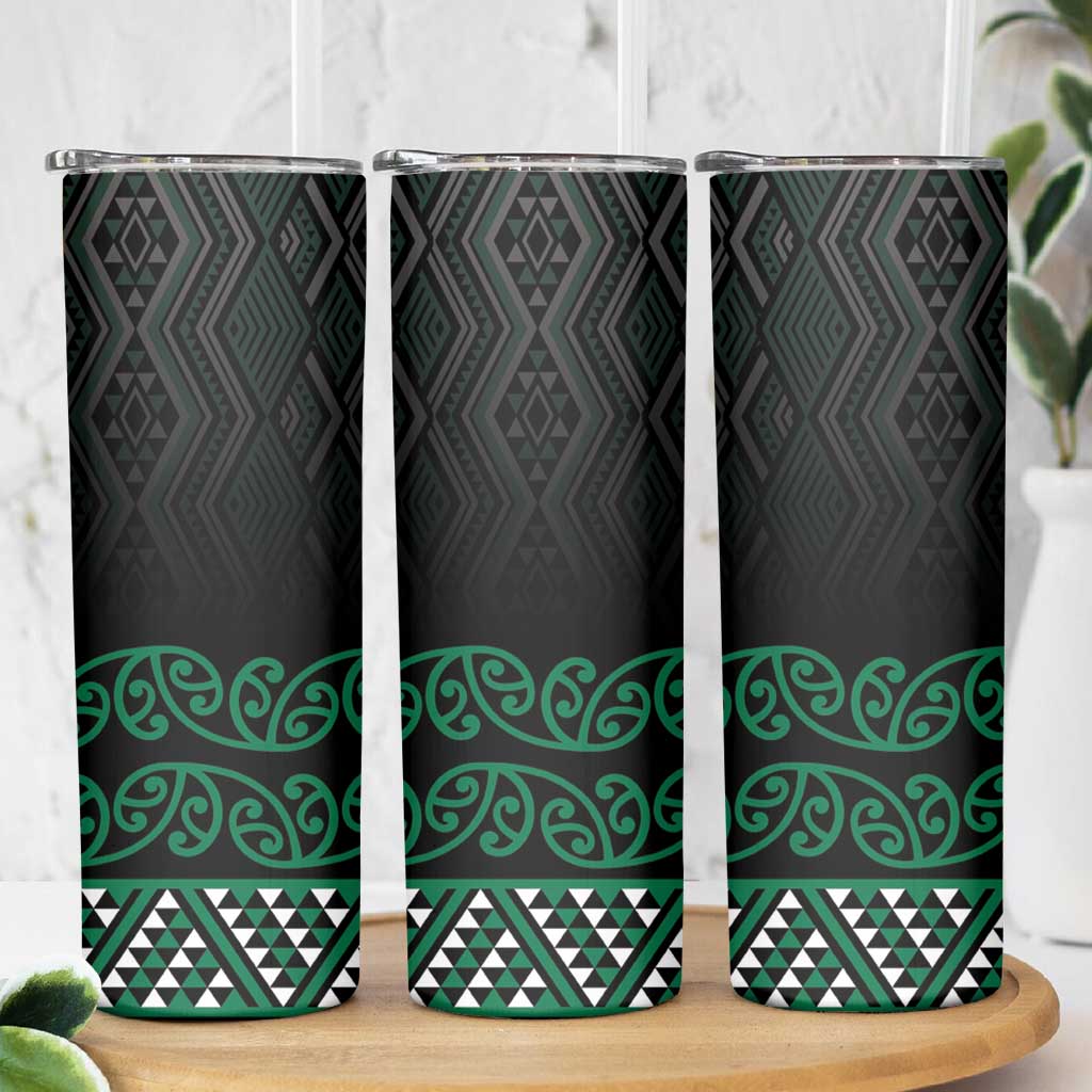 Maori Taniko Patterns Skinny Tumbler Pounamu Niho Taniwha Mix Paatiki Motifs