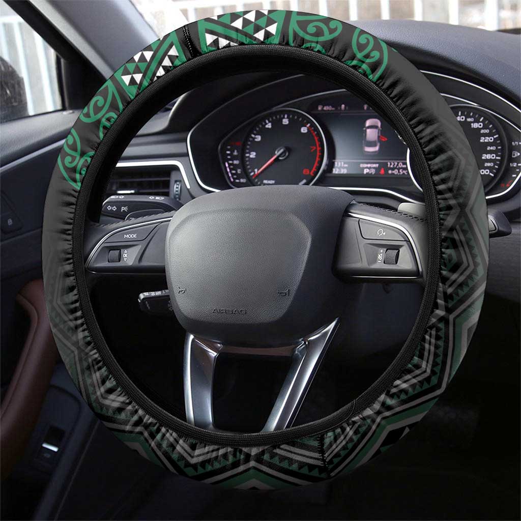 Maori Taniko Patterns Steering Wheel Cover Pounamu Niho Taniwha Mix Paatiki Motifs LT7 - Polynesian Pride