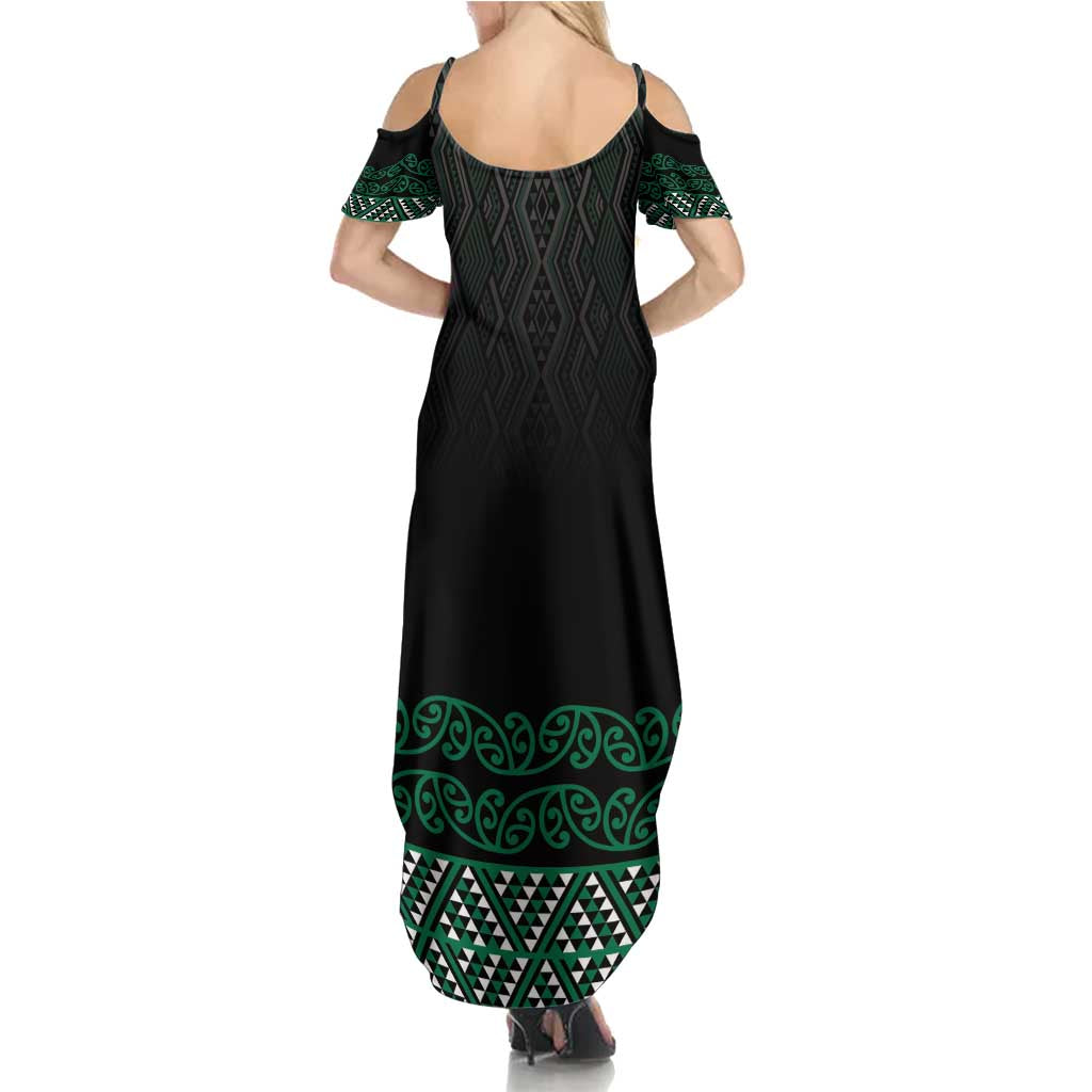Maori Taniko Patterns Summer Maxi Dress Pounamu Niho Taniwha Mix Paatiki Motifs