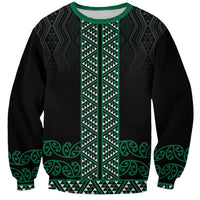Maori Taniko Patterns Sweatshirt Pounamu Niho Taniwha Mix Paatiki Motifs LT7 Unisex Green - Polynesian Pride
