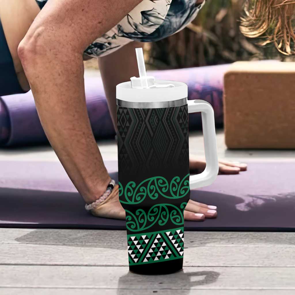 Maori Taniko Patterns Tumbler With Handle Pounamu Niho Taniwha Mix Paatiki Motifs