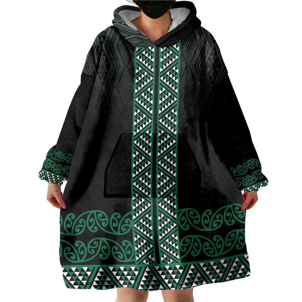 Maori Taniko Patterns Wearable Blanket Hoodie Pounamu Niho Taniwha Mix Paatiki Motifs LT7 - Polynesian Pride