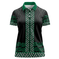 Maori Taniko Patterns Women Polo Shirt Pounamu Niho Taniwha Mix Paatiki Motifs
