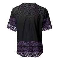 Maori Taniko Patterns Baseball Jersey Purple Niho Taniwha Mix Paatiki Motifs