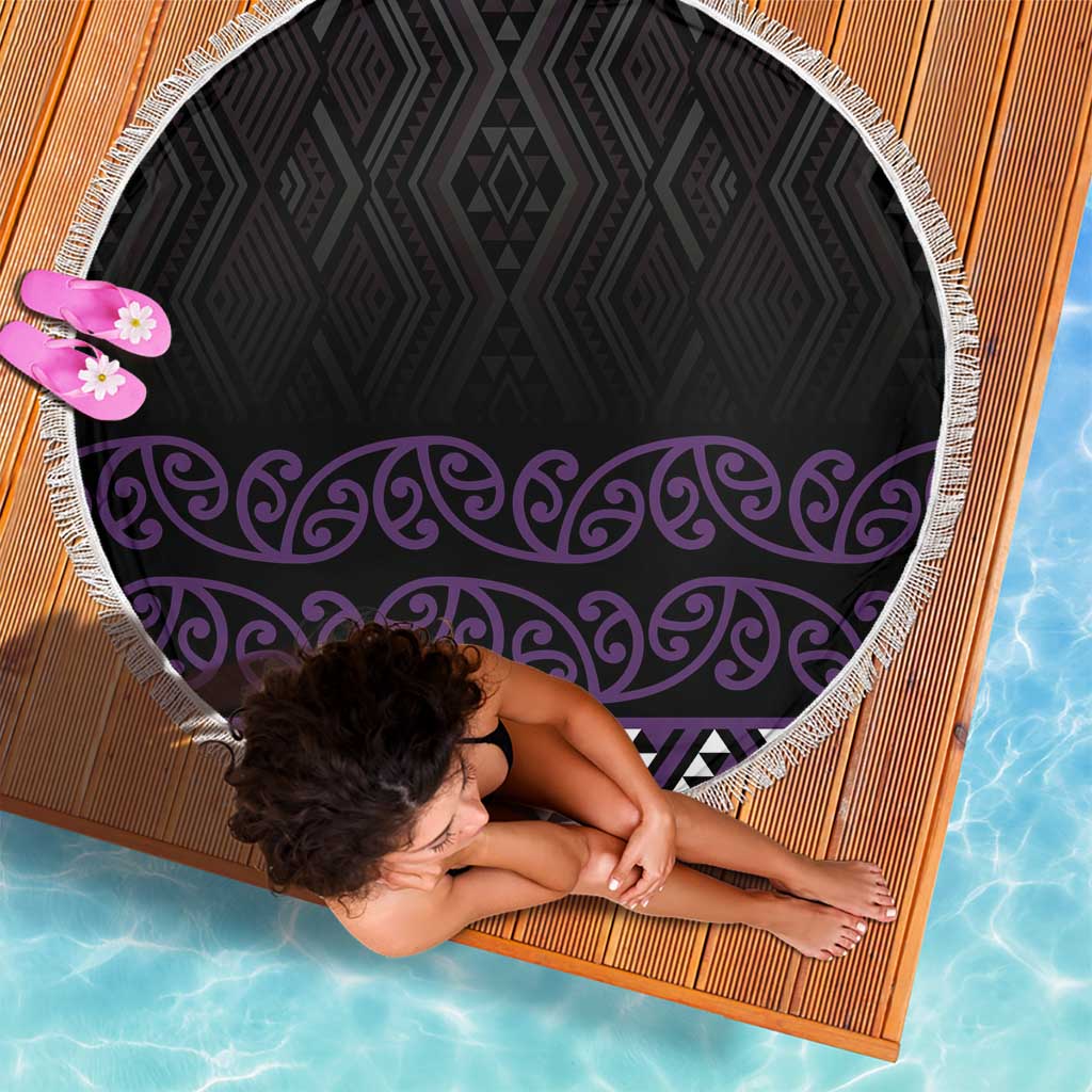 Maori Taniko Patterns Beach Blanket Purple Niho Taniwha Mix Paatiki Motifs LT7 - Polynesian Pride