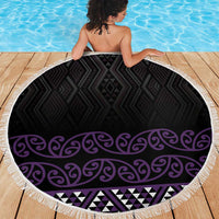 Maori Taniko Patterns Beach Blanket Purple Niho Taniwha Mix Paatiki Motifs LT7 - Polynesian Pride