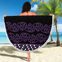 Maori Taniko Patterns Beach Blanket Purple Niho Taniwha Mix Paatiki Motifs LT7 - Polynesian Pride