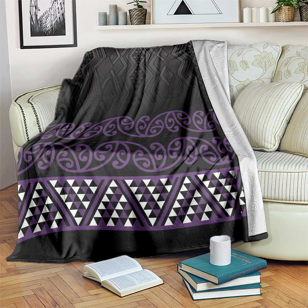 Maori Taniko Patterns Blanket Purple Niho Taniwha Mix Paatiki Motifs LT7 Purple - Polynesian Pride