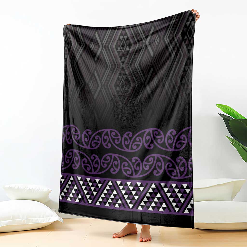 Maori Taniko Patterns Blanket Purple Niho Taniwha Mix Paatiki Motifs LT7 - Polynesian Pride