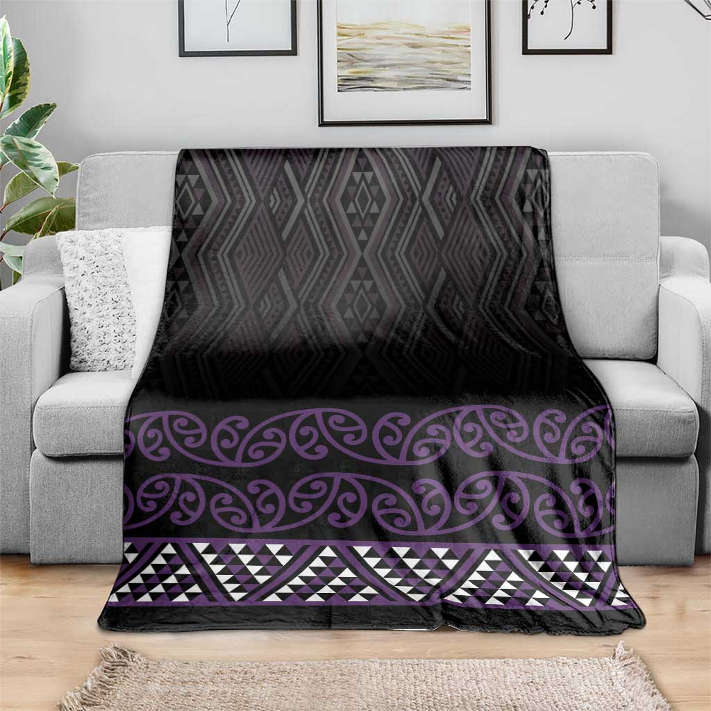 Maori Taniko Patterns Blanket Purple Niho Taniwha Mix Paatiki Motifs LT7 - Polynesian Pride