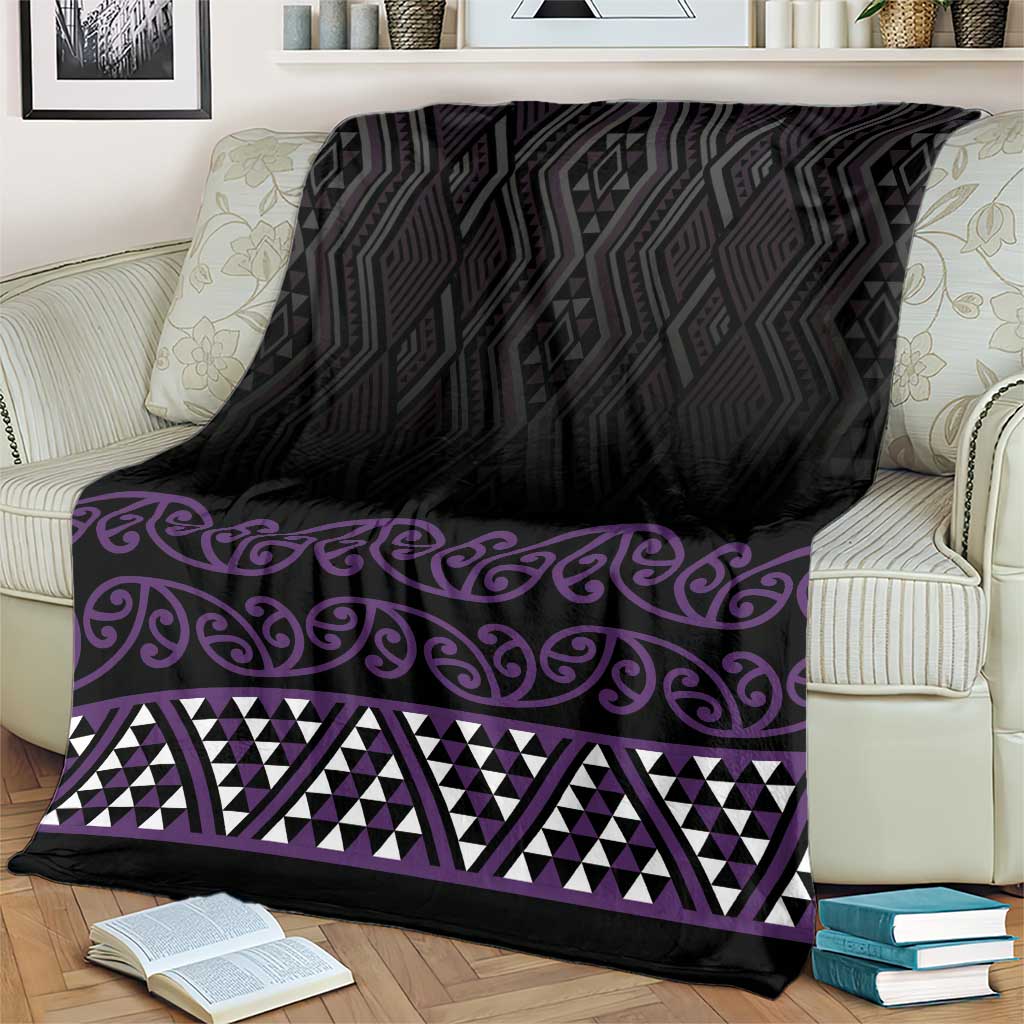 Maori Taniko Patterns Blanket Purple Niho Taniwha Mix Paatiki Motifs LT7 - Polynesian Pride