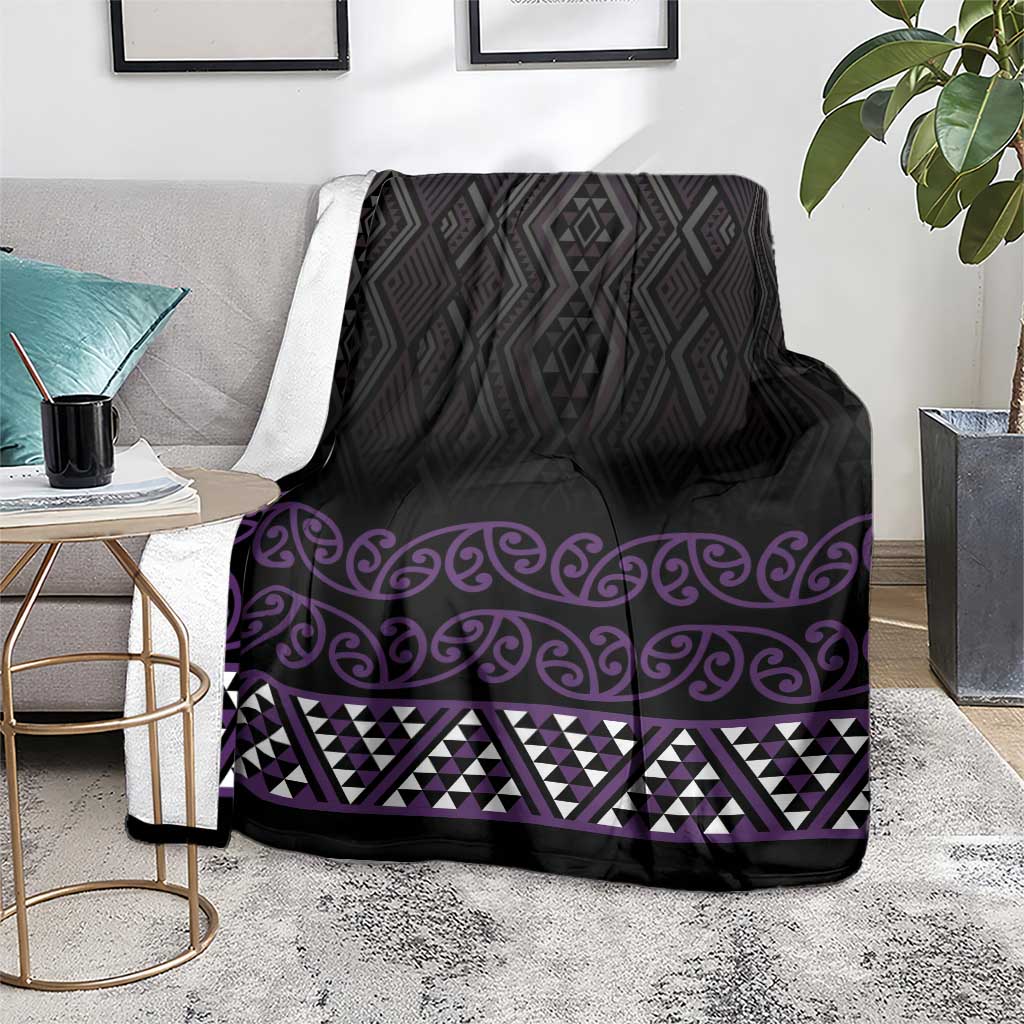 Maori Taniko Patterns Blanket Purple Niho Taniwha Mix Paatiki Motifs LT7 - Polynesian Pride