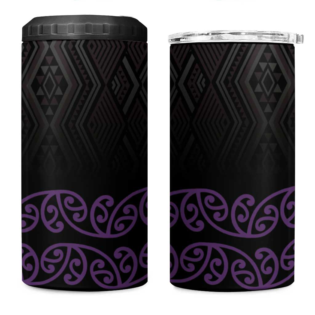 Maori Taniko Patterns 4 in 1 Can Cooler Tumbler Purple Niho Taniwha Mix Paatiki Motifs LT7 One Size: 16 oz Purple - Polynesian Pride