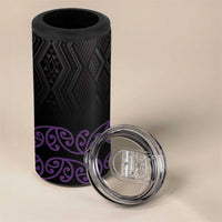 Maori Taniko Patterns 4 in 1 Can Cooler Tumbler Purple Niho Taniwha Mix Paatiki Motifs LT7 - Polynesian Pride