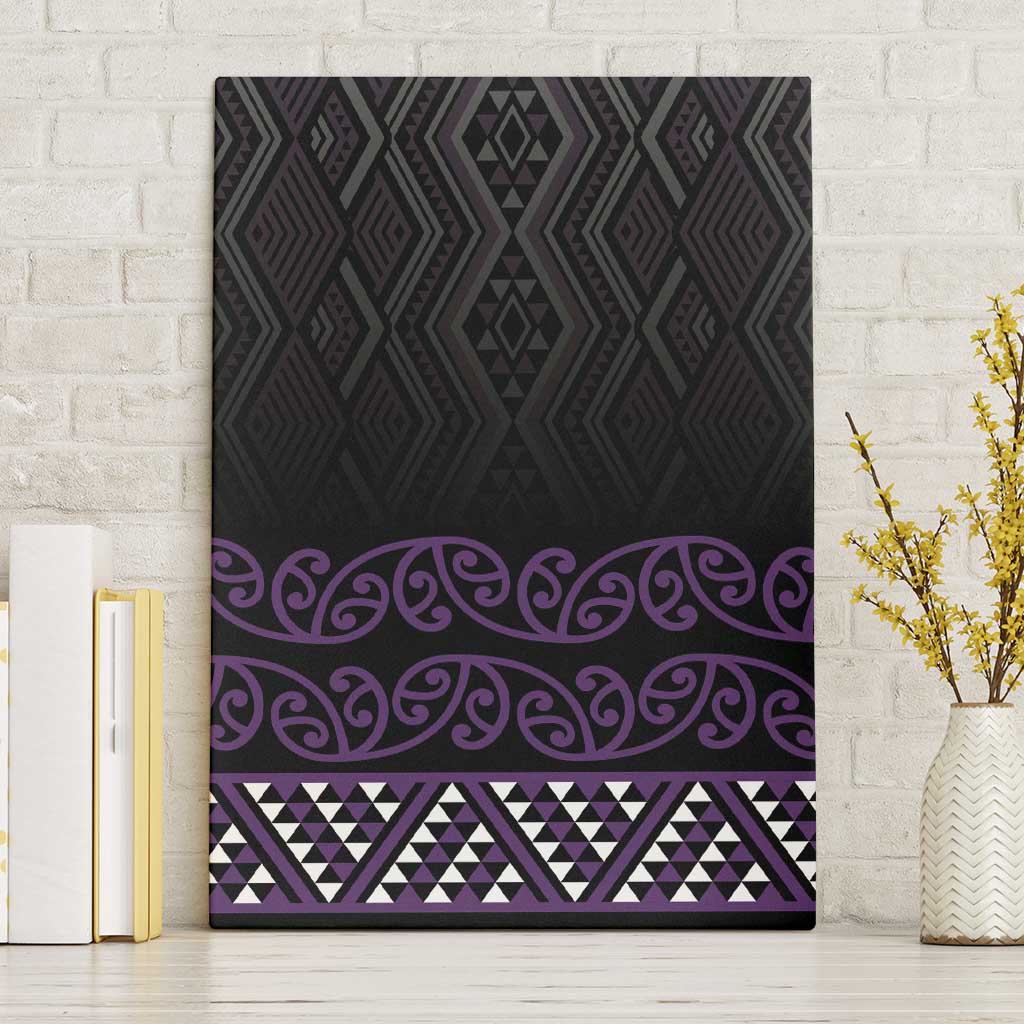 Maori Taniko Patterns Canvas Wall Art Purple Niho Taniwha Mix Paatiki Motifs LT7 Without Frame Purple - Polynesian Pride