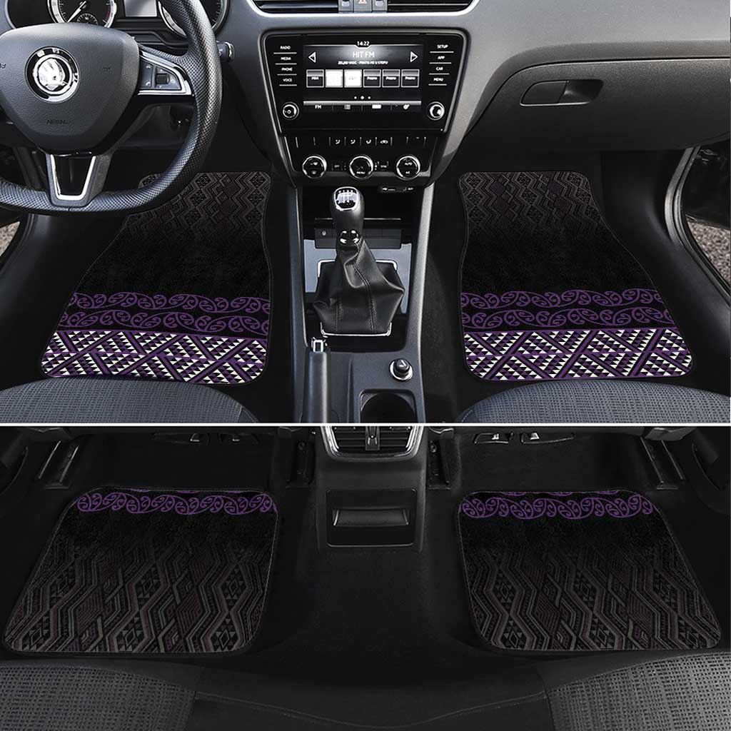 Maori Taniko Patterns Car Mats Purple Niho Taniwha Mix Paatiki Motifs LT7 Set 4pcs Purple - Polynesian Pride