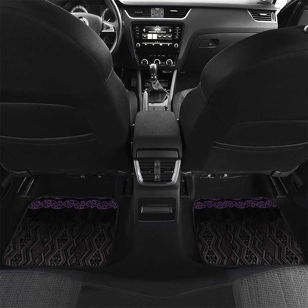 Maori Taniko Patterns Car Mats Purple Niho Taniwha Mix Paatiki Motifs LT7 Set 2pcs - Back Purple - Polynesian Pride
