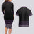 Maori Taniko Patterns Couples Matching Long Sleeve Bodycon Dress and Hawaiian Shirt Purple Niho Taniwha Mix Paatiki Motifs
