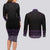 Maori Taniko Patterns Couples Matching Long Sleeve Bodycon Dress and Long Sleeve Button Shirt Purple Niho Taniwha Mix Paatiki Motifs