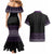 Maori Taniko Patterns Couples Matching Mermaid Dress and Hawaiian Shirt Purple Niho Taniwha Mix Paatiki Motifs