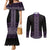 Maori Taniko Patterns Couples Matching Mermaid Dress and Long Sleeve Button Shirt Purple Niho Taniwha Mix Paatiki Motifs