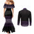 Maori Taniko Patterns Couples Matching Mermaid Dress and Long Sleeve Button Shirt Purple Niho Taniwha Mix Paatiki Motifs