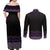 Maori Taniko Patterns Couples Matching Off Shoulder Maxi Dress and Long Sleeve Button Shirt Purple Niho Taniwha Mix Paatiki Motifs