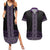 Maori Taniko Patterns Couples Matching Summer Maxi Dress and Hawaiian Shirt Purple Niho Taniwha Mix Paatiki Motifs